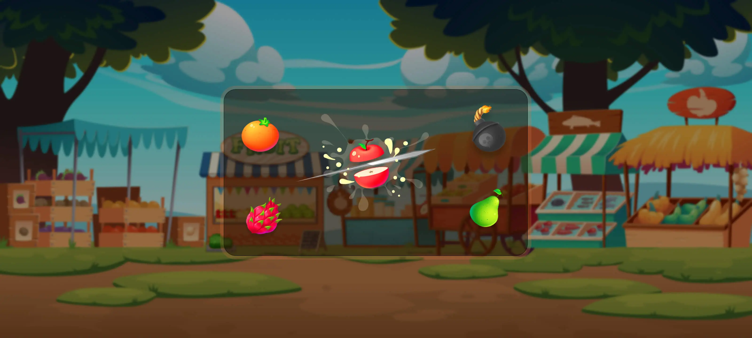 Swipe across the screen to slice incoming fruits that fly up from the bottom.